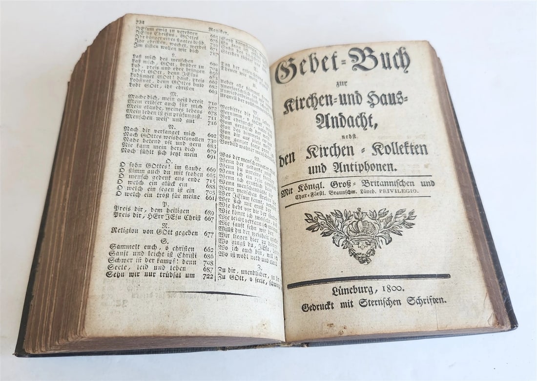 1800 HYMNAL & PRAYER BOOK in GERMAN antique DECORATIVE BINDING - 10