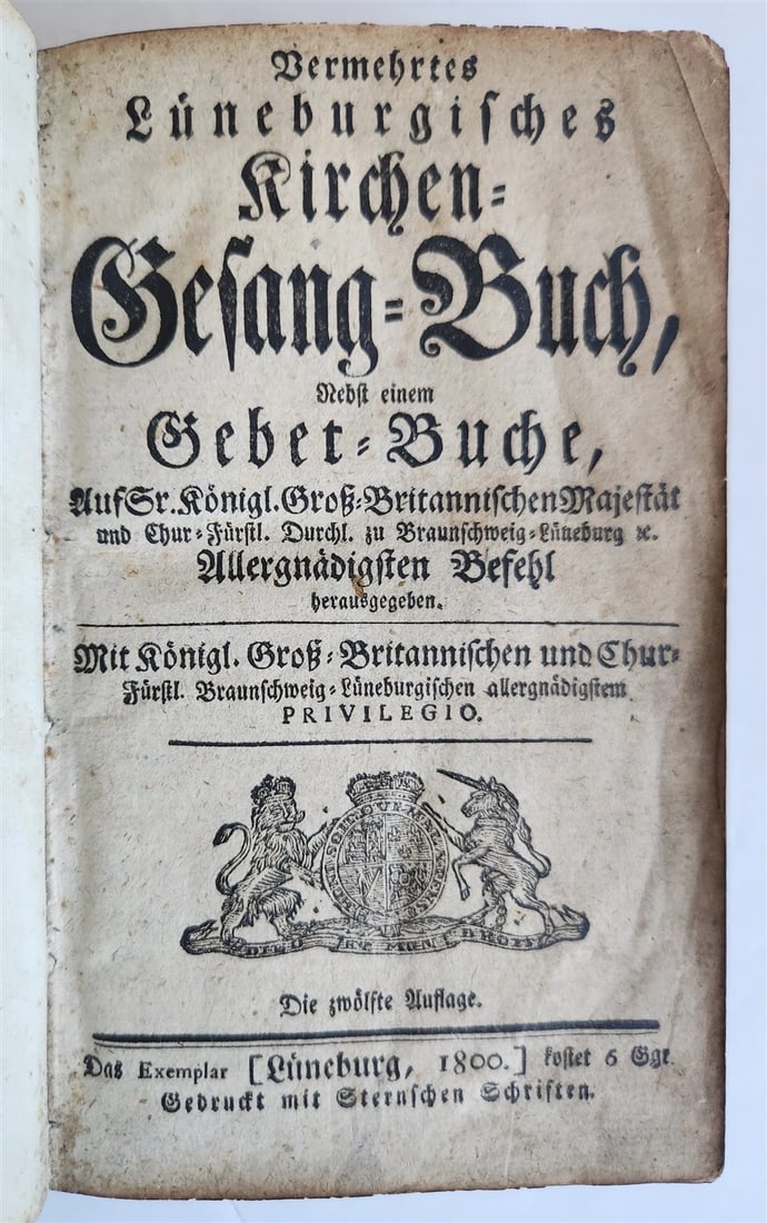1800 HYMNAL & PRAYER BOOK in GERMAN antique DECORATIVE BINDING - 2
