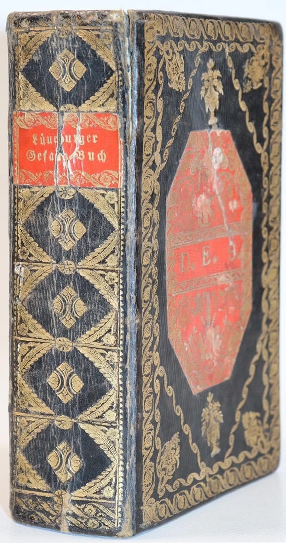 1800 HYMNAL & PRAYER BOOK in GERMAN antique DECORATIVE BINDING - 4