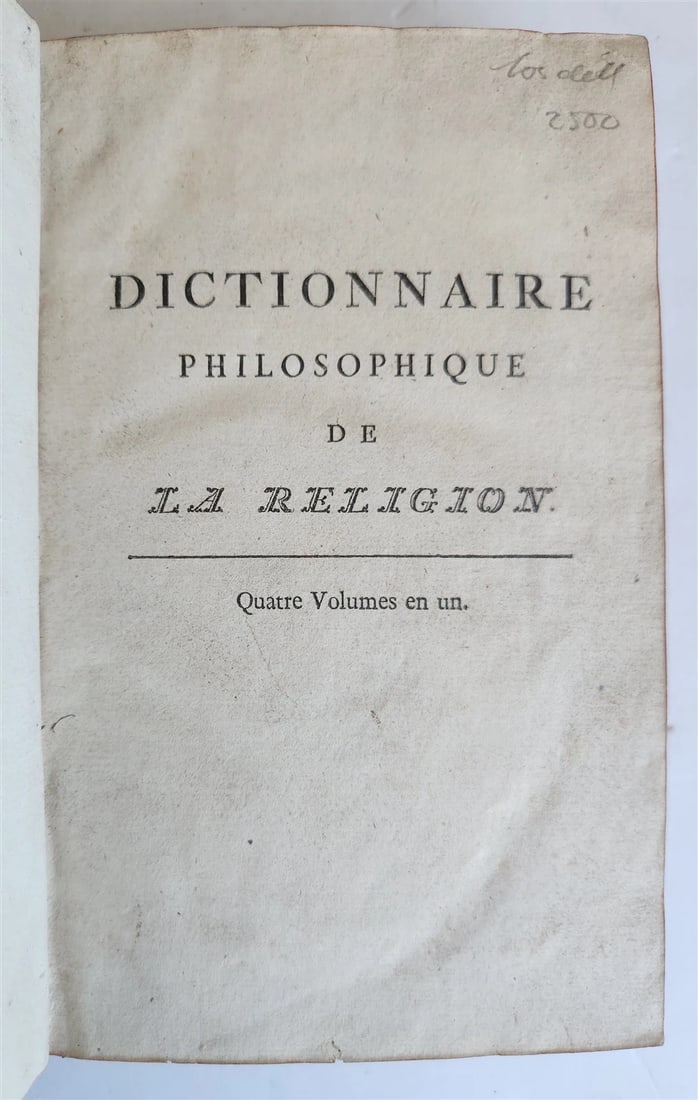 1773 Philosophical Dictionary of Religion in French antique - 4
