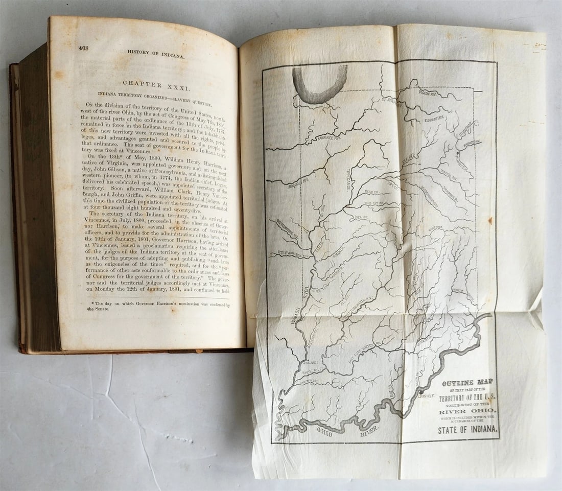 1859 HISTORY of INDIANA by JOHN DILLON illustrated ANTIQUE w/ MAPS - 7