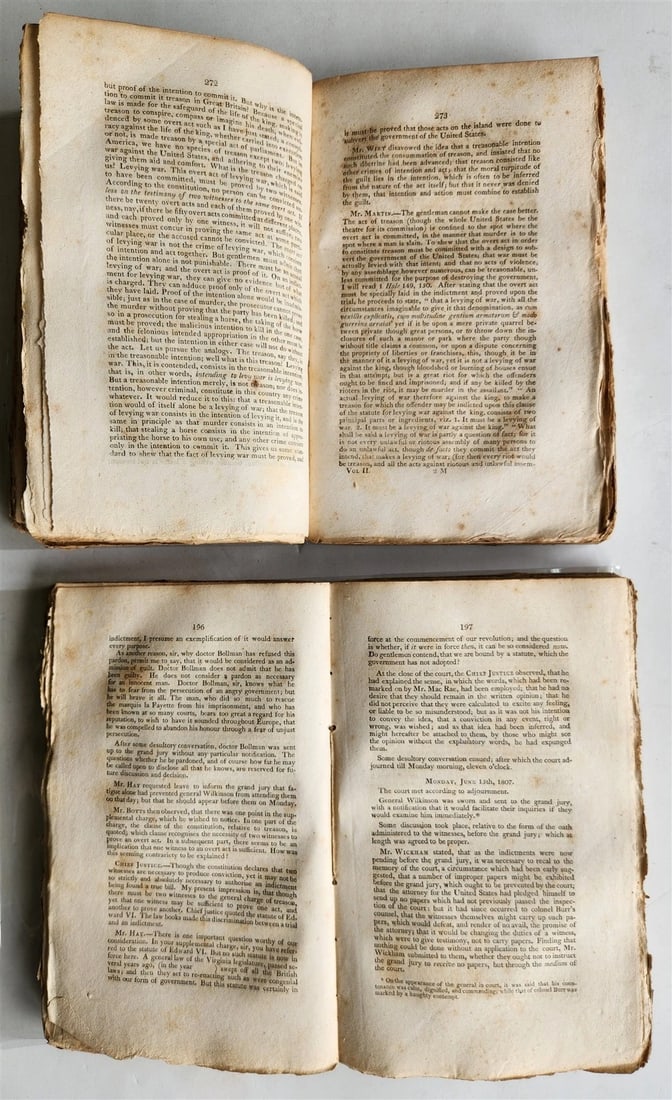 1808 TRIALS of COLONEL AARON BURR for TREASON & MISDEMEANOR 2 vols ANTIQUE - 4