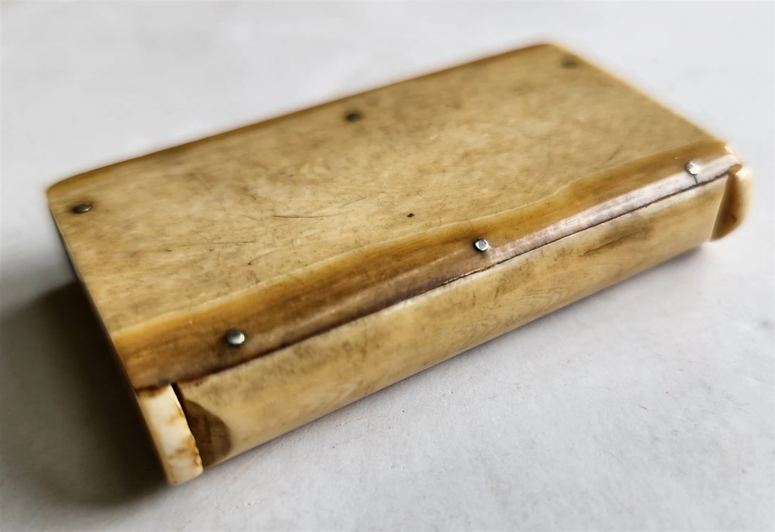 MINIATURE BOOK SHAPE MATCH CASE ANTIQUE - 3