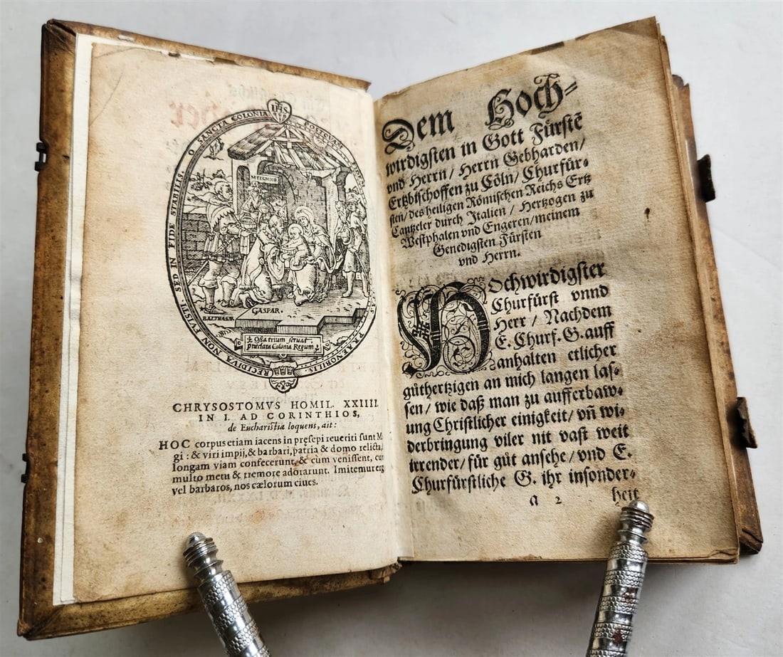 1593 THEOLOGY by Petrus Michaelis ANTIQUE PIGSKIN BINDING 16th CENTURY: Title: 1593 THEOLOGY by Petrus Michaelis ANTIQUE PIGSKIN BINDING 16th CENTURY Description: Michaelis,P. (d.i. P.M.Brillmacher) Ein Christlichs Gesprech oder Disputation sampt freundtlicher