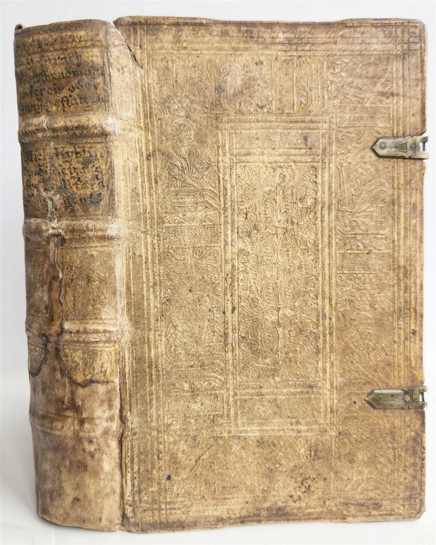 1593 THEOLOGY by Petrus Michaelis ANTIQUE PIGSKIN BINDING 16th CENTURY - 2