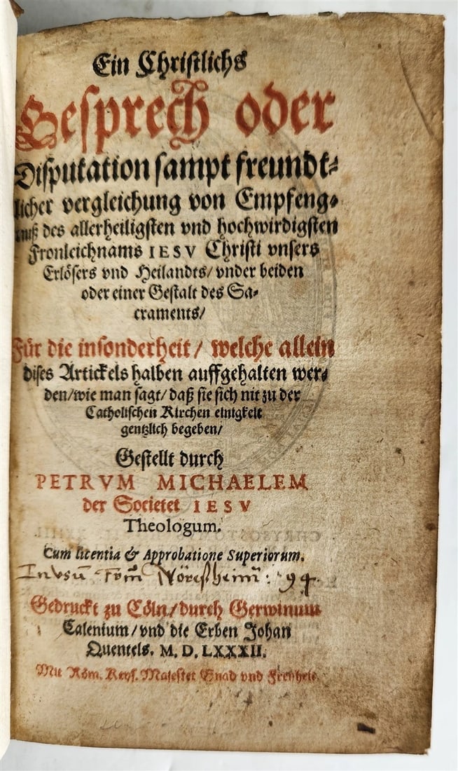 1593 THEOLOGY by Petrus Michaelis ANTIQUE PIGSKIN BINDING 16th CENTURY - 3