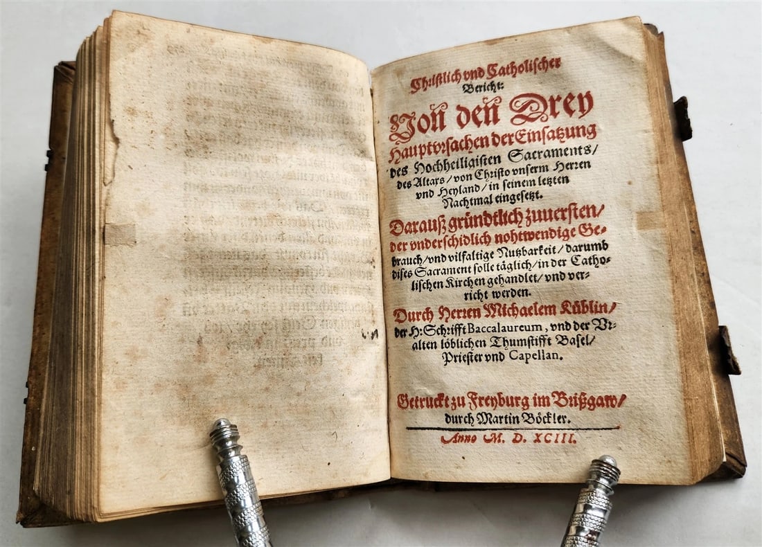 1593 THEOLOGY by Petrus Michaelis ANTIQUE PIGSKIN BINDING 16th CENTURY - 7