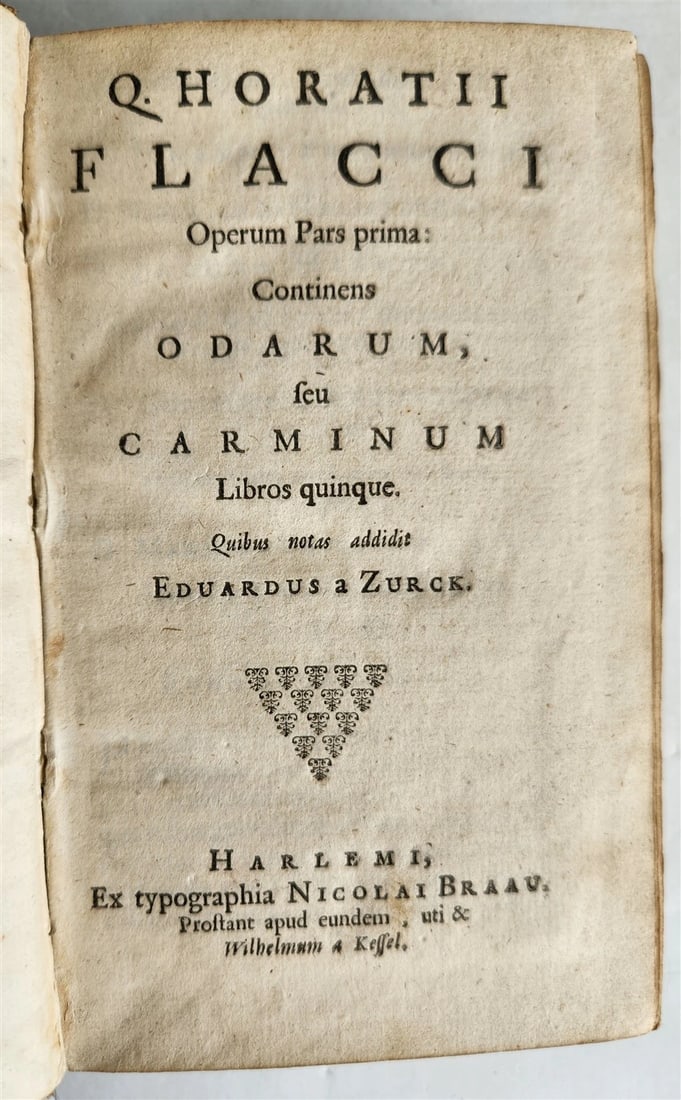 1696 HORACE POETRY w/ COMMENTARIES ANTIQUE VELLUM BINDING 17th CENTURY - 2