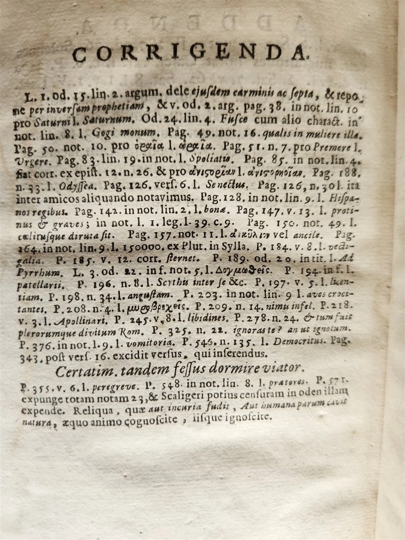 1696 HORACE POETRY w/ COMMENTARIES ANTIQUE VELLUM BINDING 17th CENTURY - 6