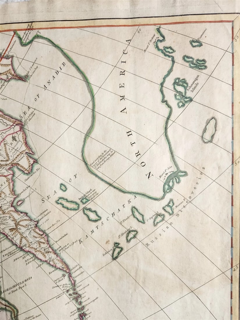 1772 ASIA MAP large 22 x 48" antique RUSSIA SIBERIA rare - 10