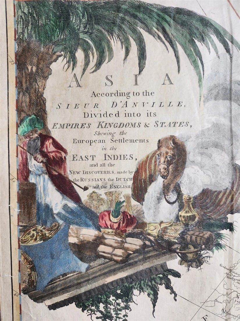 1772 ASIA MAP large 22 x 48" antique RUSSIA SIBERIA rare - 2