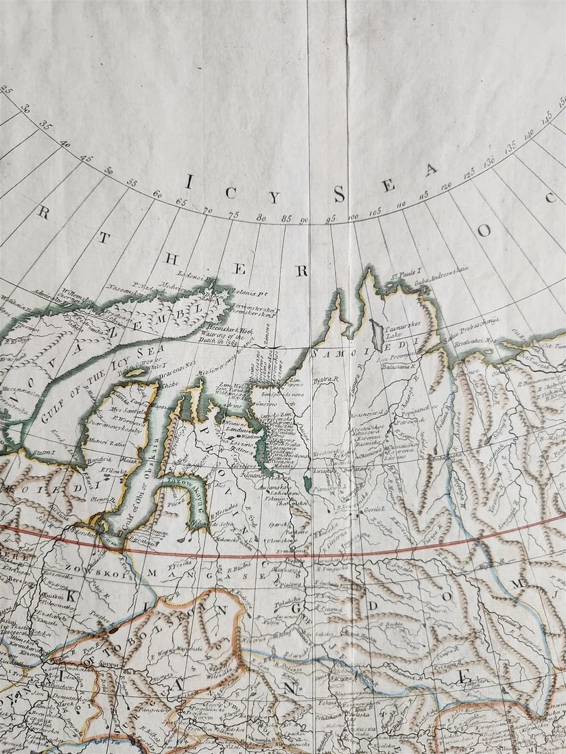 1772 ASIA MAP large 22 x 48" antique RUSSIA SIBERIA rare - 6