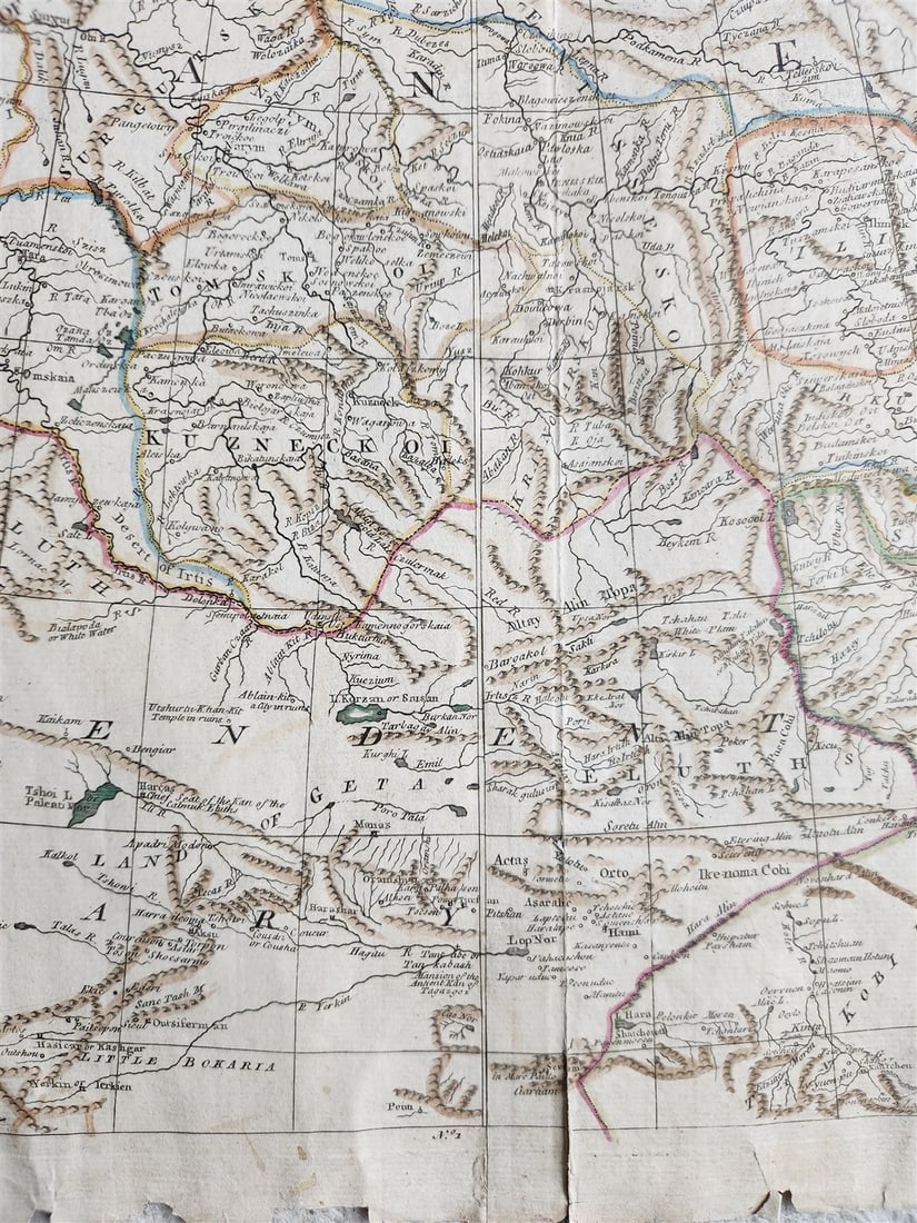 1772 ASIA MAP large 22 x 48" antique RUSSIA SIBERIA rare - 7