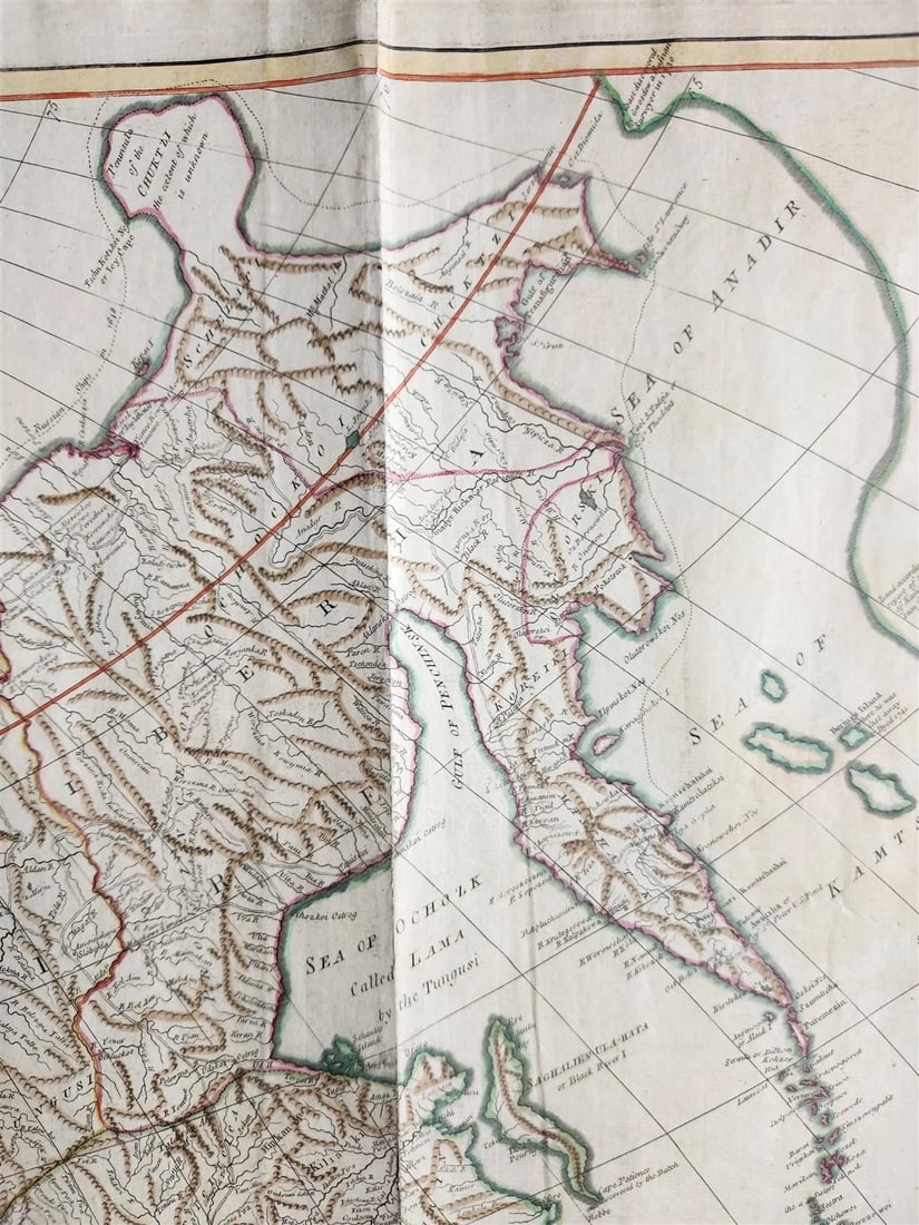1772 ASIA MAP large 22 x 48" antique RUSSIA SIBERIA rare - 9