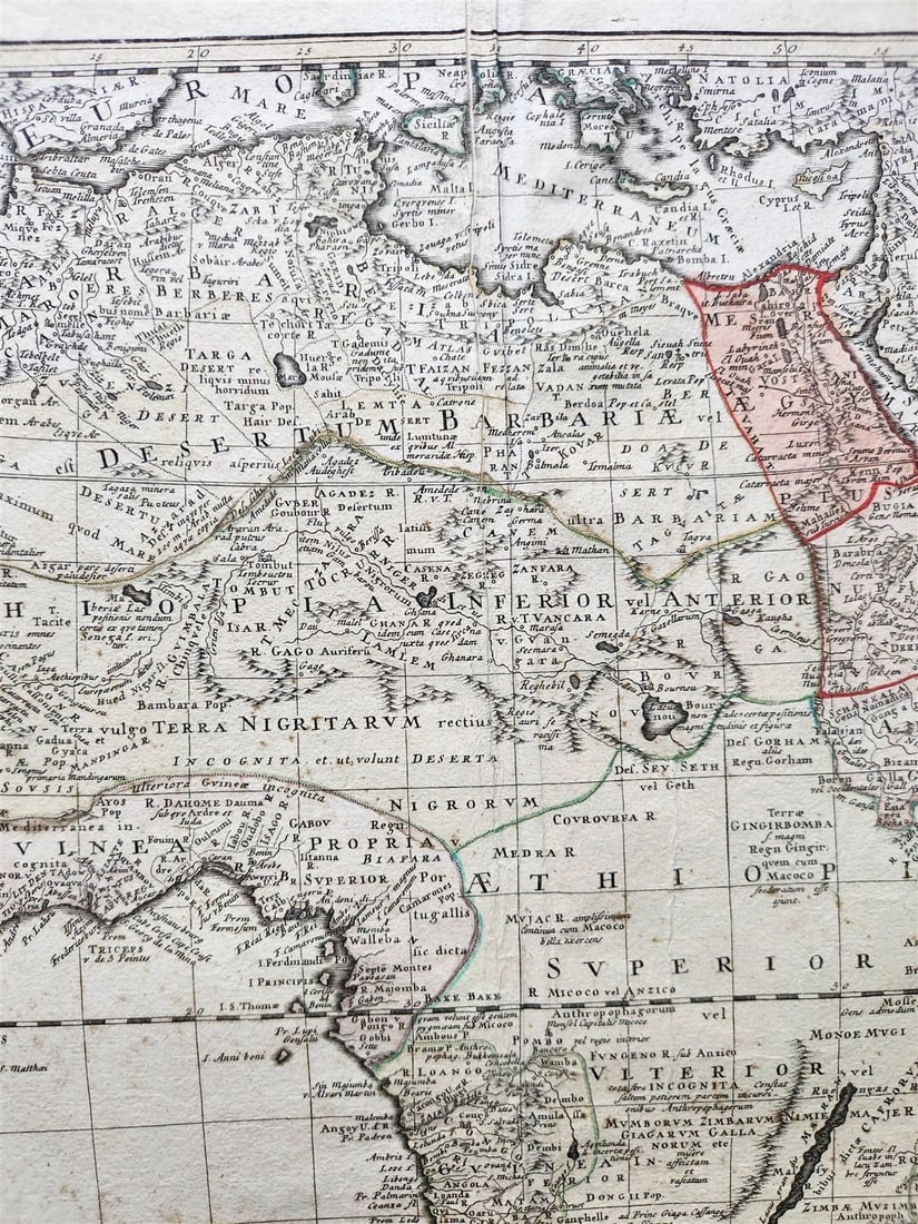 1737 AFRICA MAP antique 20 by 23" - 6
