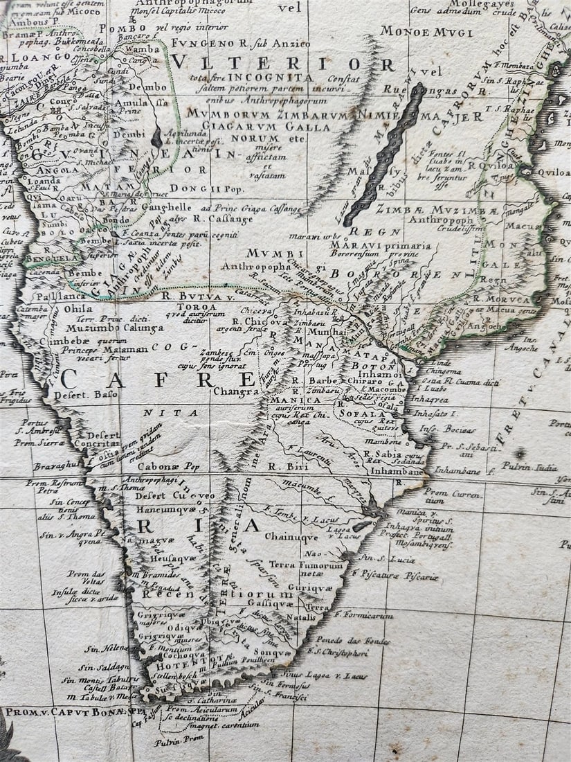 1737 AFRICA MAP antique 20 by 23" - 7