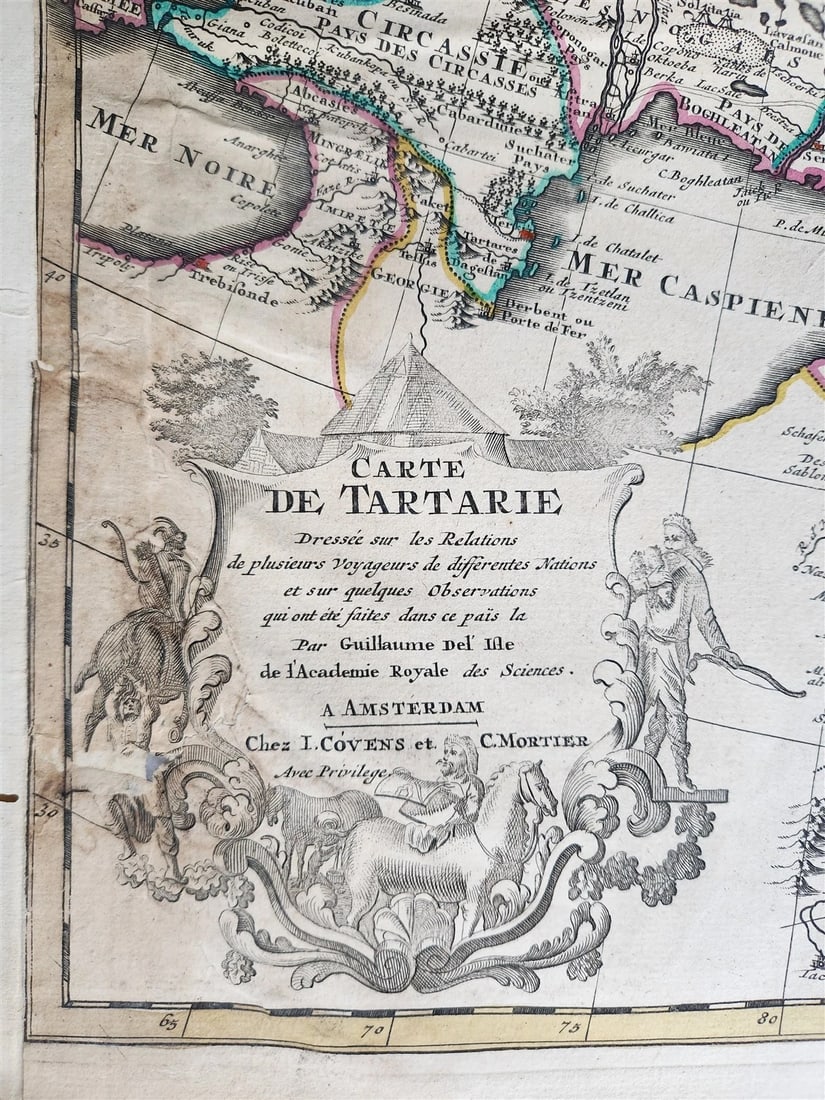 1730 ASIA MAP 20.5 by 26" MAGNE TARTARIAE TABULA antique RUSSIA SIBERIA CHINA - 2