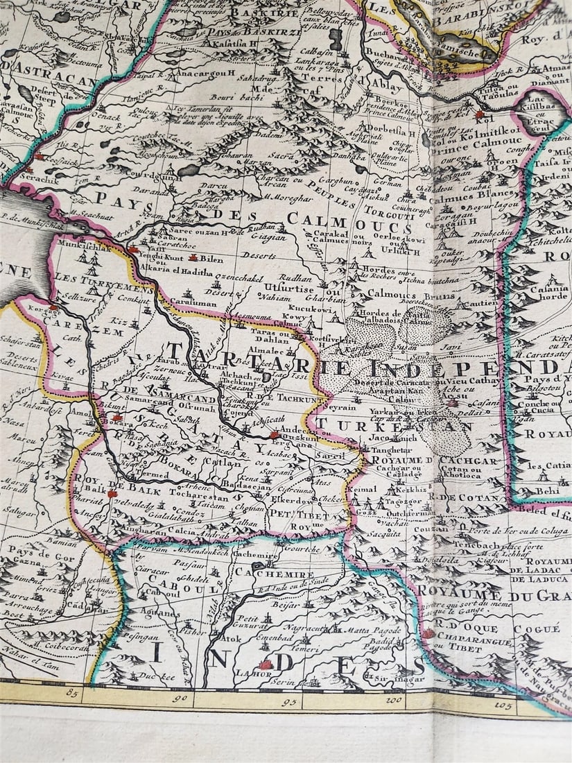 1730 ASIA MAP 20.5 by 26" MAGNE TARTARIAE TABULA antique RUSSIA SIBERIA CHINA - 3