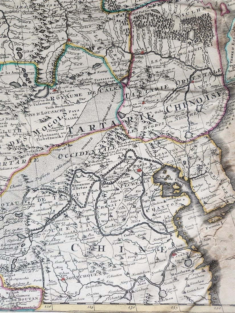 1730 ASIA MAP 20.5 by 26" MAGNE TARTARIAE TABULA antique RUSSIA SIBERIA CHINA - 4