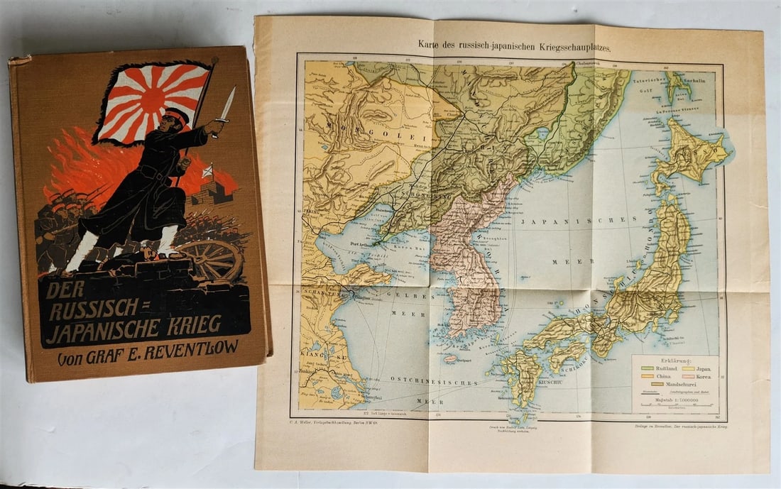 1913 RUSSIAN JAPANESE WAR by Count Reventlow ILLUSTRATED in German ANTIQUE - 2
