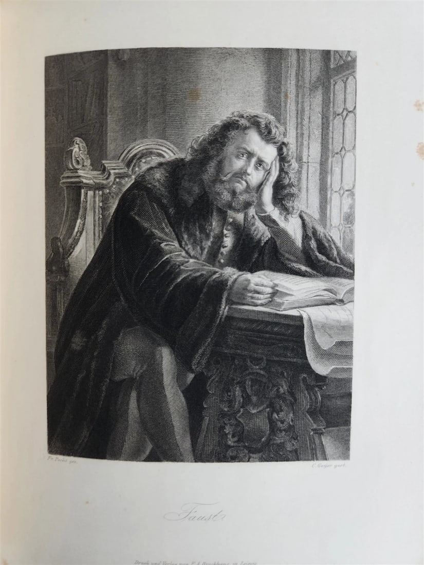 1864 GOETHE GALLERY ILLUSTRATED with 50 steel engravings ANTIQUE - 18