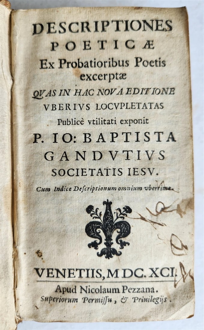 1691 POETRY antique VELLUM BINDING DESCRIPTIONES POETICAE - 4