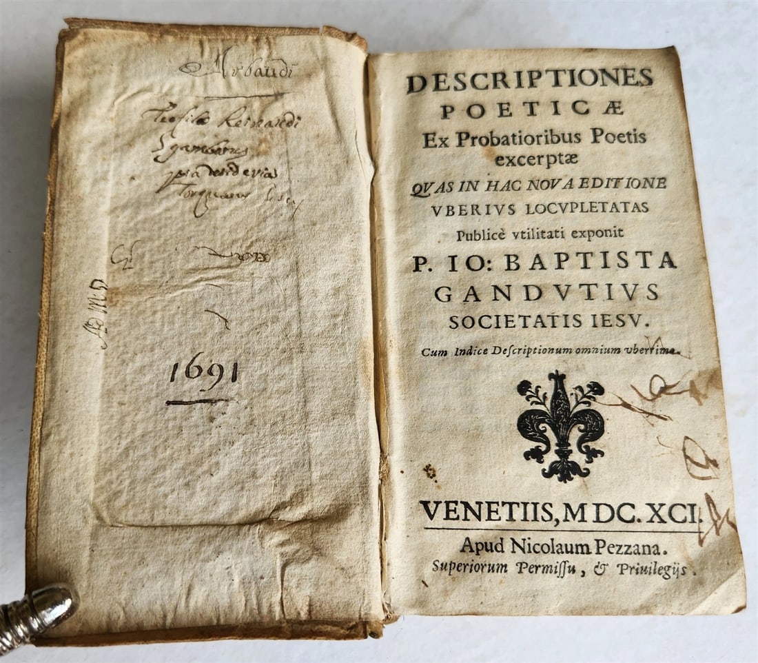 1691 POETRY antique VELLUM BINDING DESCRIPTIONES POETICAE - 5