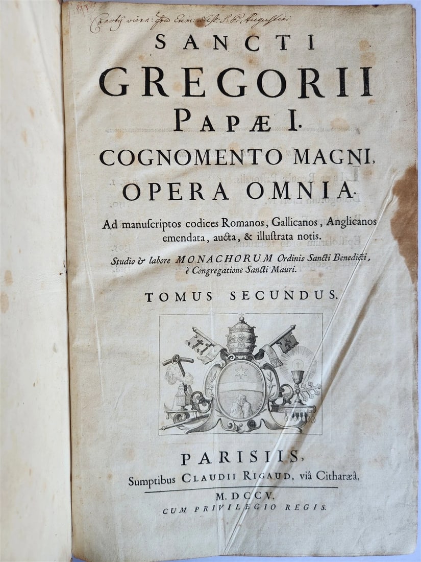 1705 ORDER of ST. BENEDICT WORKS SANCTI GREGORII 4 PIGSKIN FOLIO VOLS ANTIQUE - 10