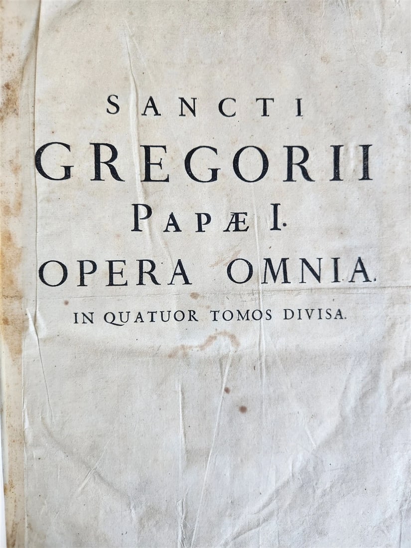 1705 ORDER of ST. BENEDICT WORKS SANCTI GREGORII 4 PIGSKIN FOLIO VOLS ANTIQUE - 13