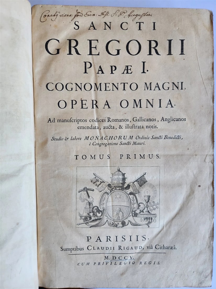 1705 ORDER of ST. BENEDICT WORKS SANCTI GREGORII 4 PIGSKIN FOLIO VOLS ANTIQUE - 15