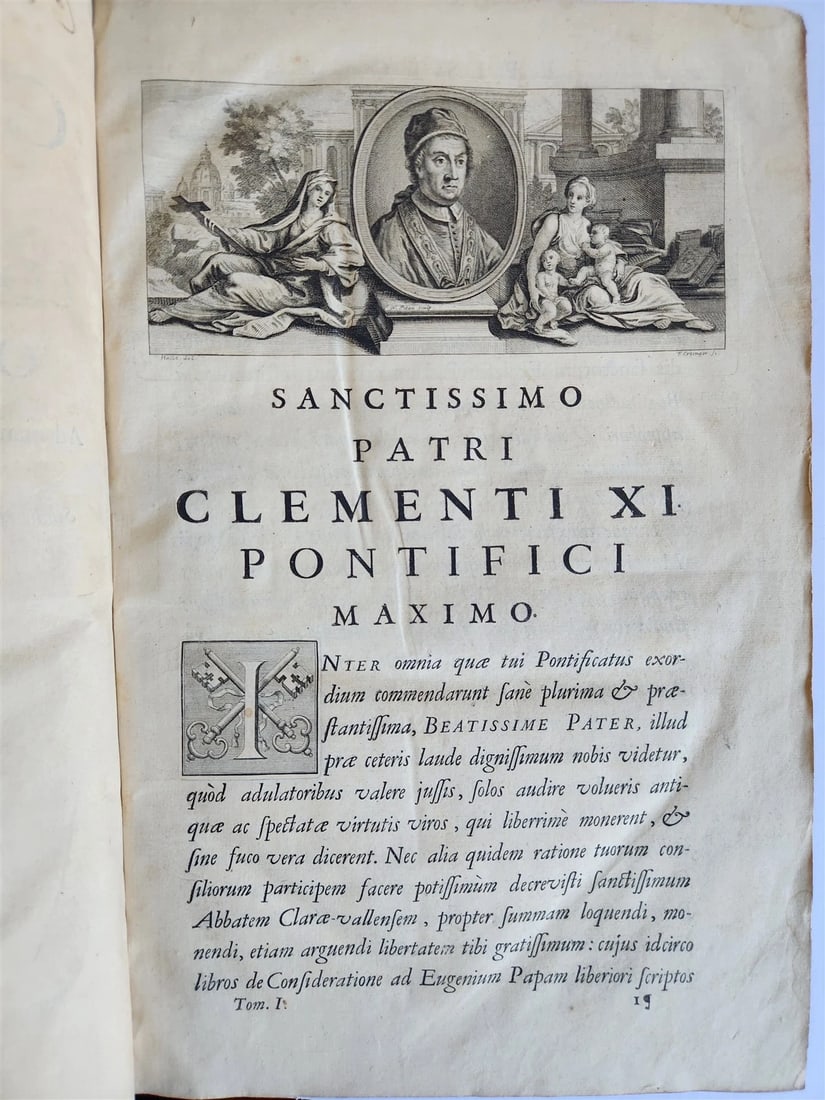 1705 ORDER of ST. BENEDICT WORKS SANCTI GREGORII 4 PIGSKIN FOLIO VOLS ANTIQUE - 16