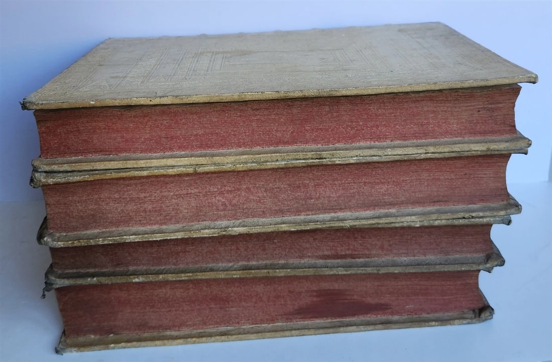 1705 ORDER of ST. BENEDICT WORKS SANCTI GREGORII 4 PIGSKIN FOLIO VOLS ANTIQUE - 3