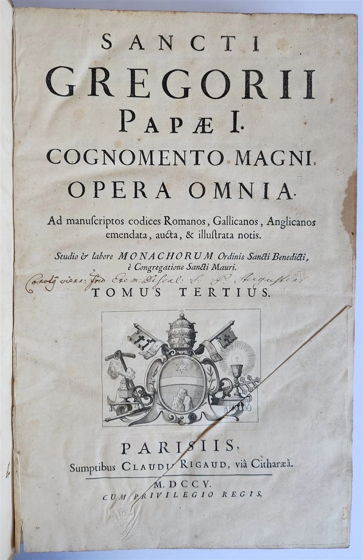 1705 ORDER of ST. BENEDICT WORKS SANCTI GREGORII 4 PIGSKIN FOLIO VOLS ANTIQUE - 8