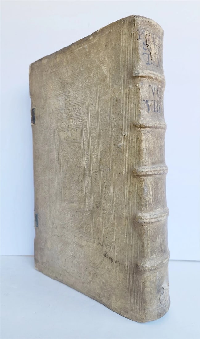 1575 Sacrae bibliothecae sanctorum patrum PIGSKIN BOUND FOLIO 16th cent. ANTIQUE - 2