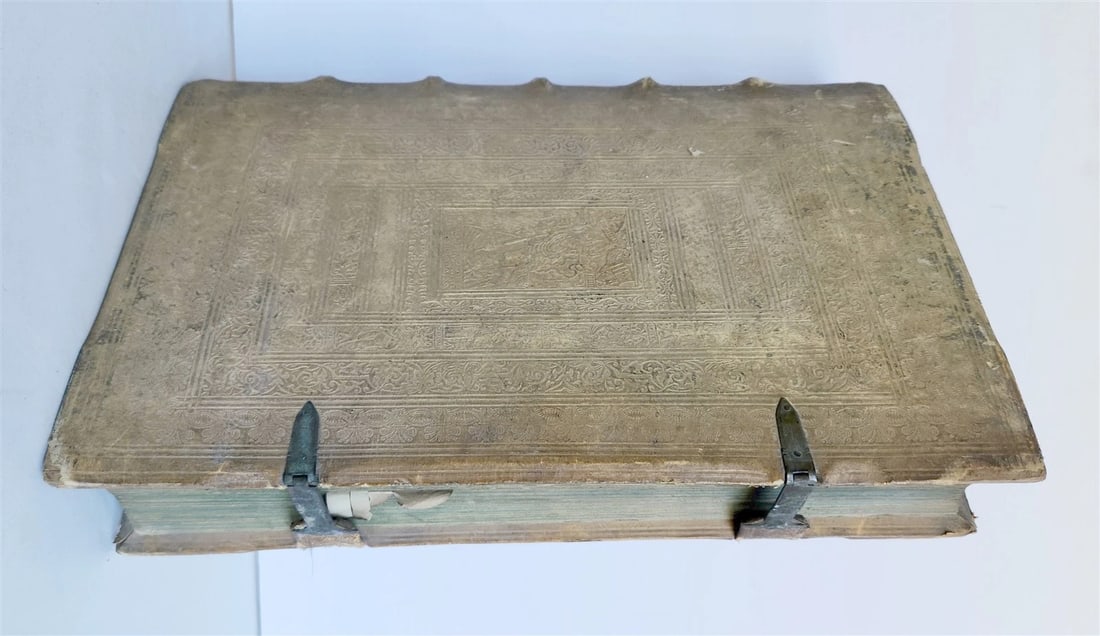 1575 Sacrae bibliothecae sanctorum patrum PIGSKIN BOUND FOLIO 16th cent. ANTIQUE - 4