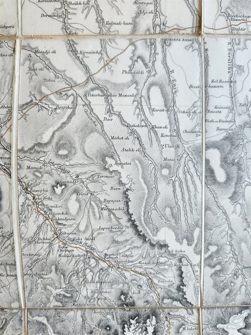 1854 SOUTHERN PORTION of CRIMEA antique MAP on CANVAS RUSSIAN TURKISH WAR ERA - 6