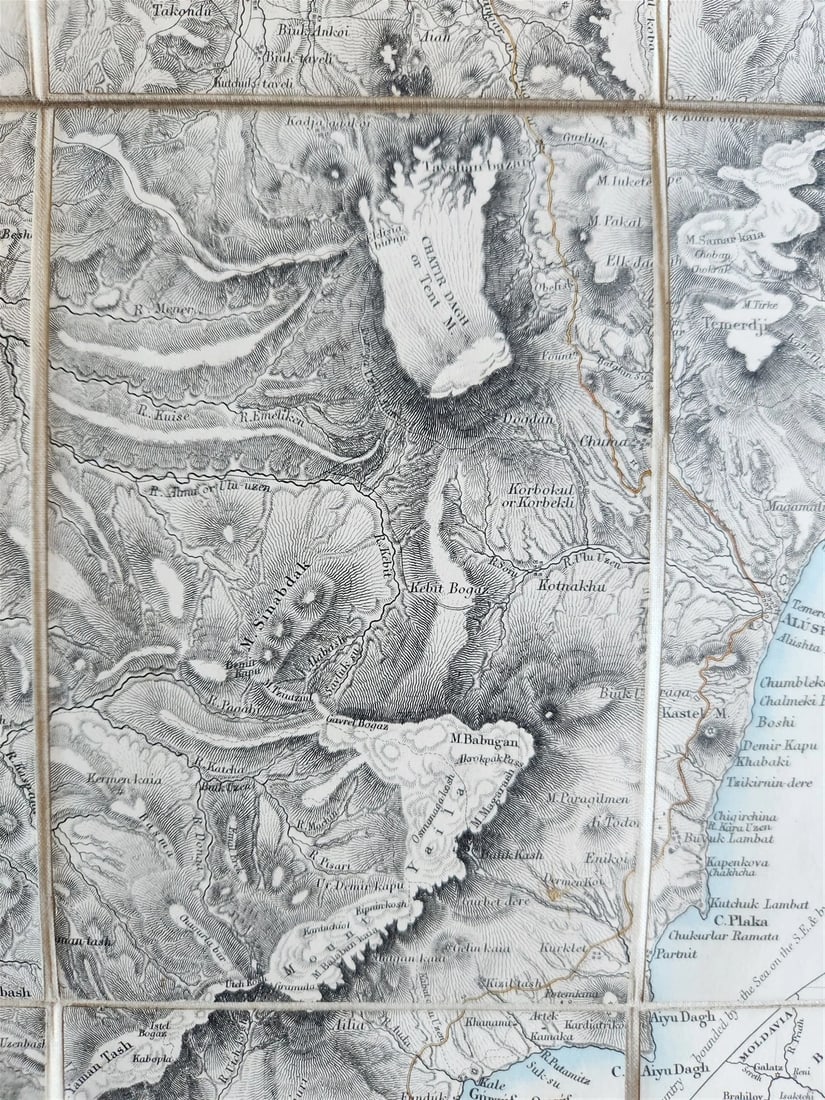 1854 SOUTHERN PORTION of CRIMEA antique MAP on CANVAS RUSSIAN TURKISH WAR ERA - 7