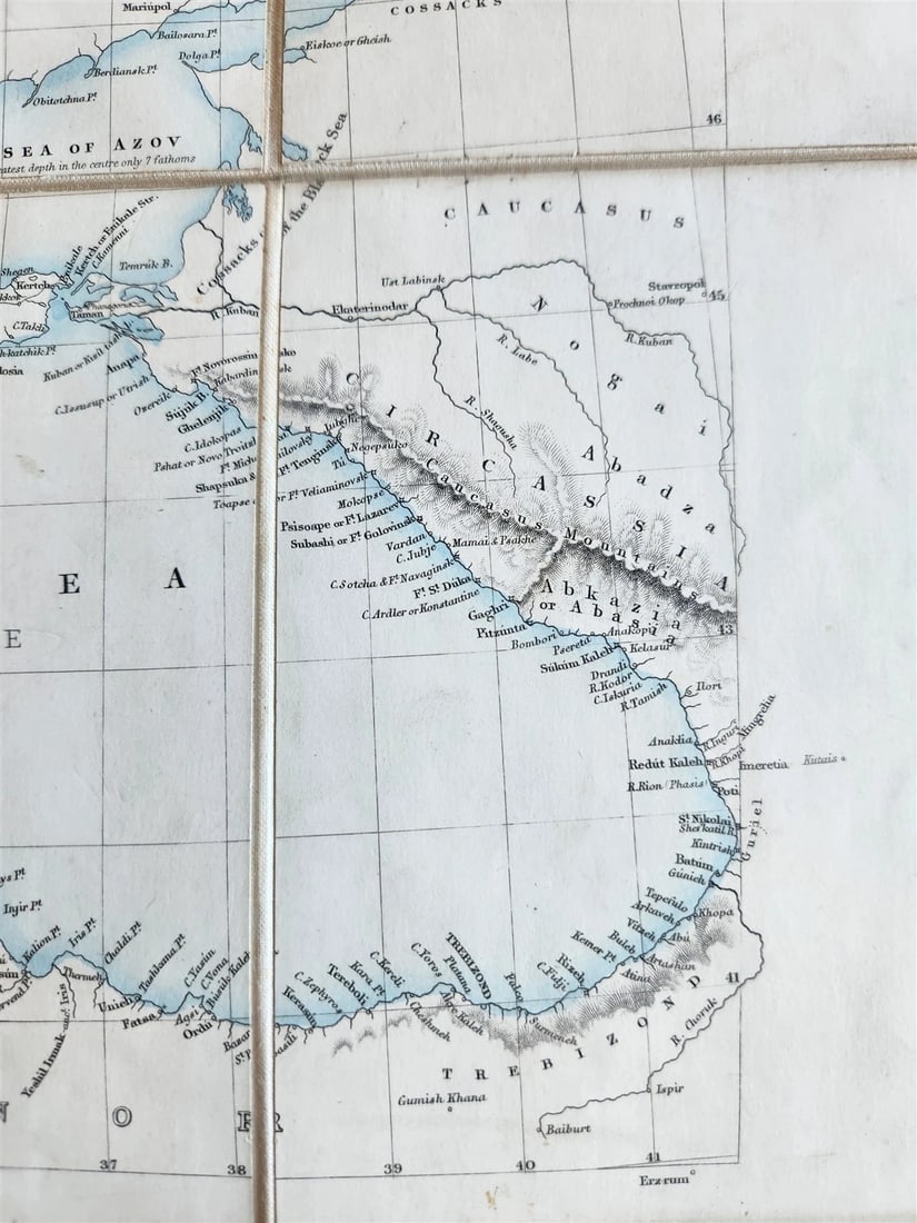 1854 SOUTHERN PORTION of CRIMEA antique MAP on CANVAS RUSSIAN TURKISH WAR ERA - 9