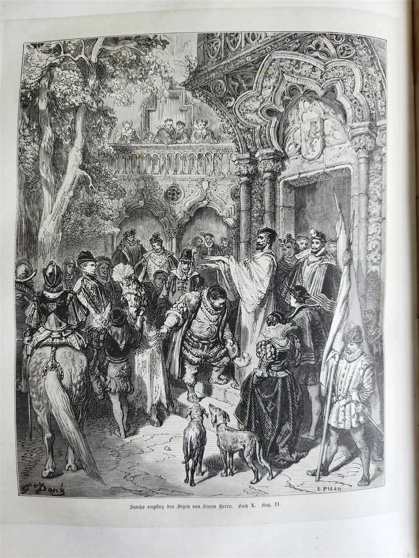 1869 DON QUIXOTE by CERVANTES antique GUSTAVE DORE ILLUSTRATED FOLIO in GERMAN - 11