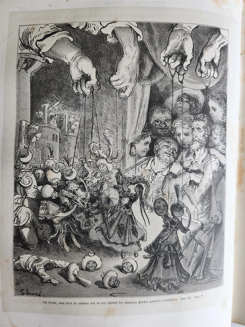 1869 DON QUIXOTE by CERVANTES antique GUSTAVE DORE ILLUSTRATED FOLIO in GERMAN - 16