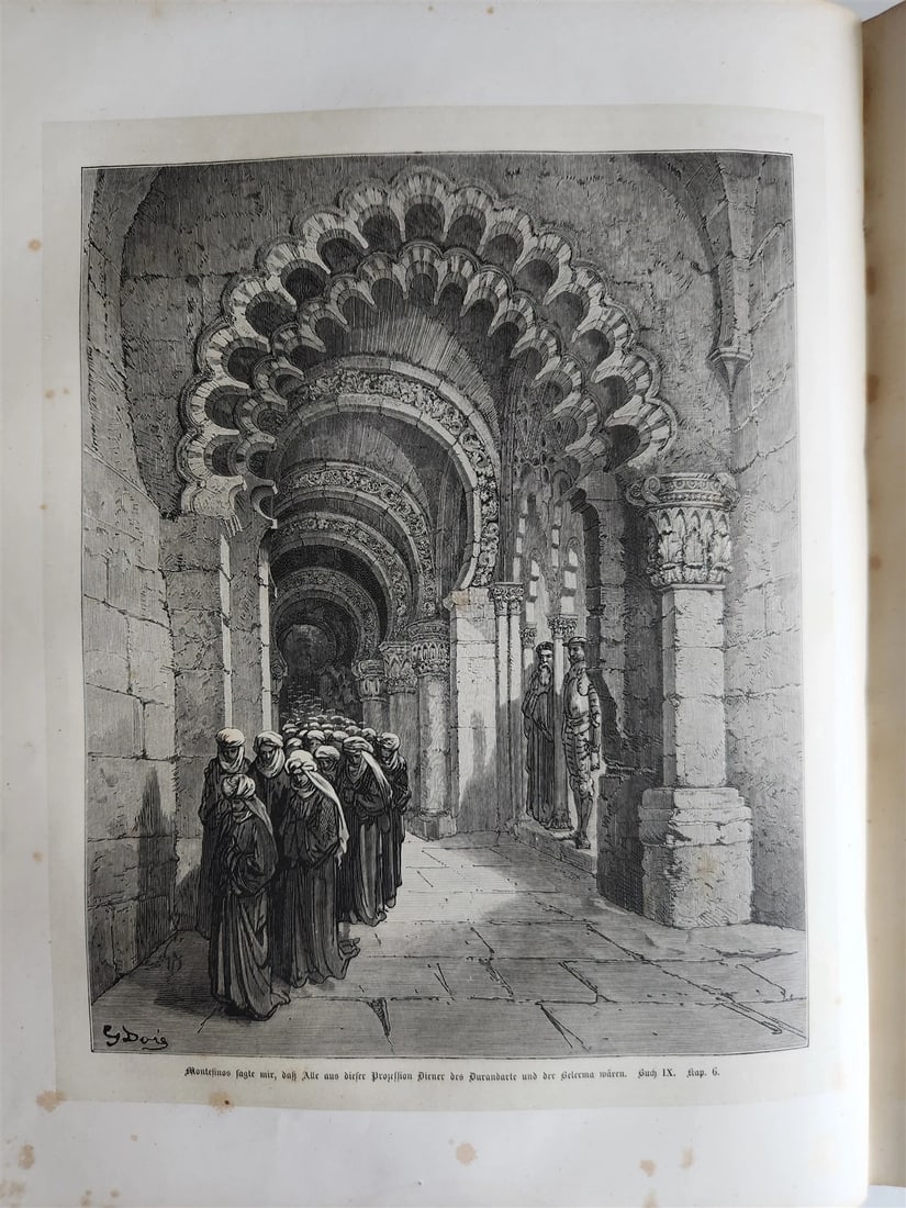 1869 DON QUIXOTE by CERVANTES antique GUSTAVE DORE ILLUSTRATED FOLIO in GERMAN - 17