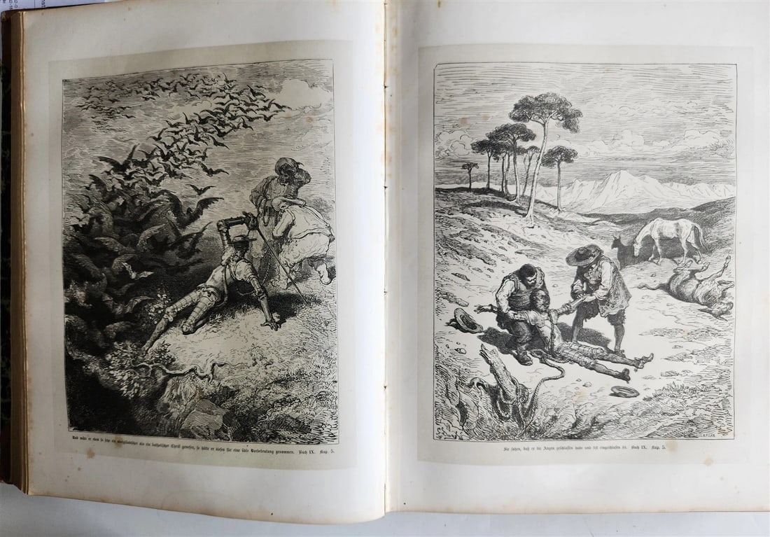 1869 DON QUIXOTE by CERVANTES antique GUSTAVE DORE ILLUSTRATED FOLIO in GERMAN - 19
