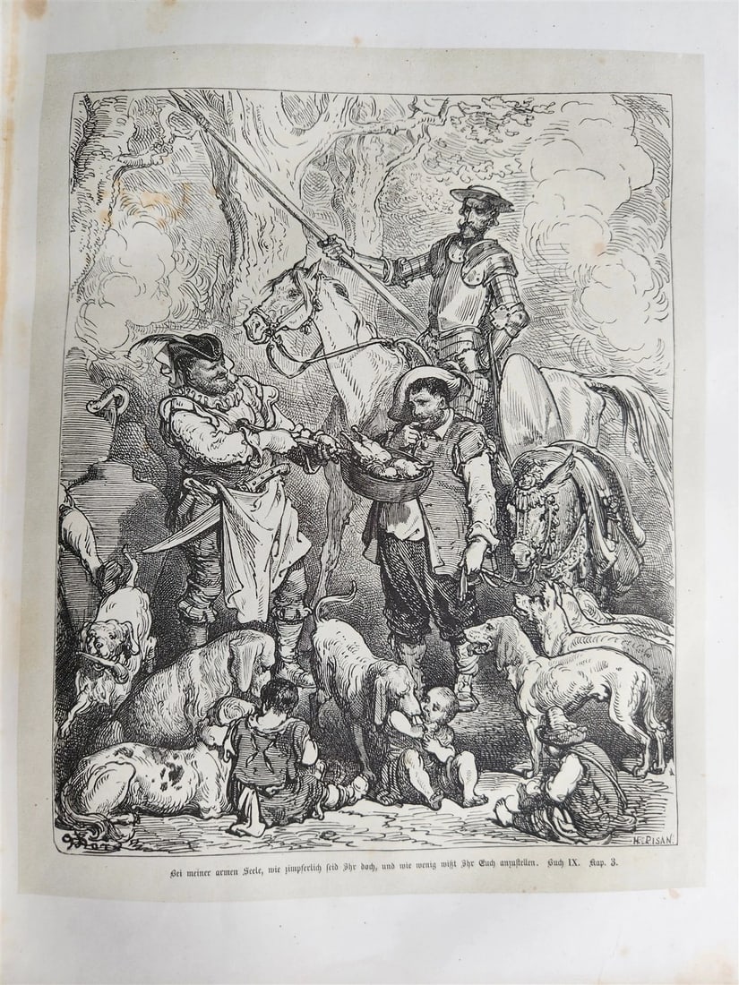 1869 DON QUIXOTE by CERVANTES antique GUSTAVE DORE ILLUSTRATED FOLIO in GERMAN - 20