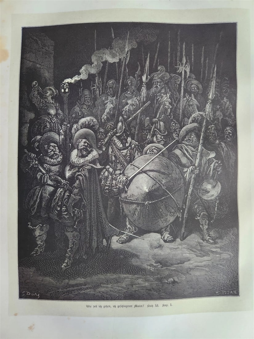 1869 DON QUIXOTE by CERVANTES antique GUSTAVE DORE ILLUSTRATED FOLIO in GERMAN - 9
