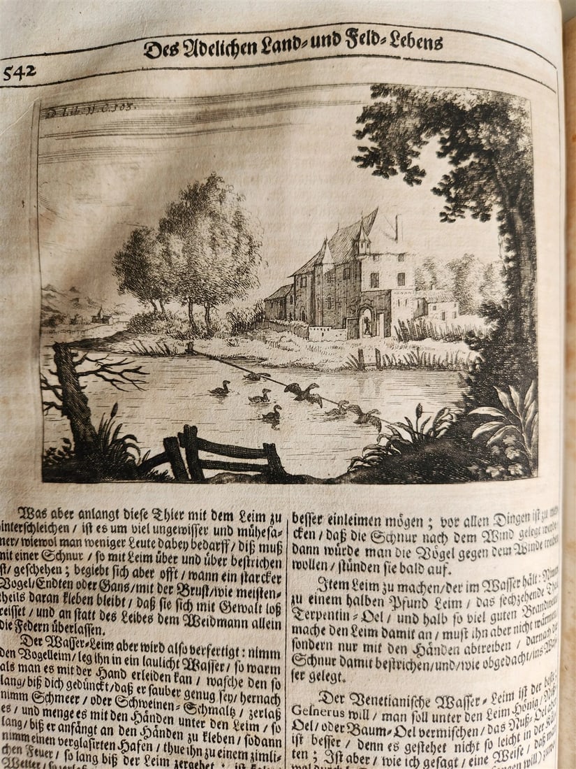 1682 Georgica curiosa ILLUSTRATED noble country life antique PIGSKIN BOUND FOLIO - 16