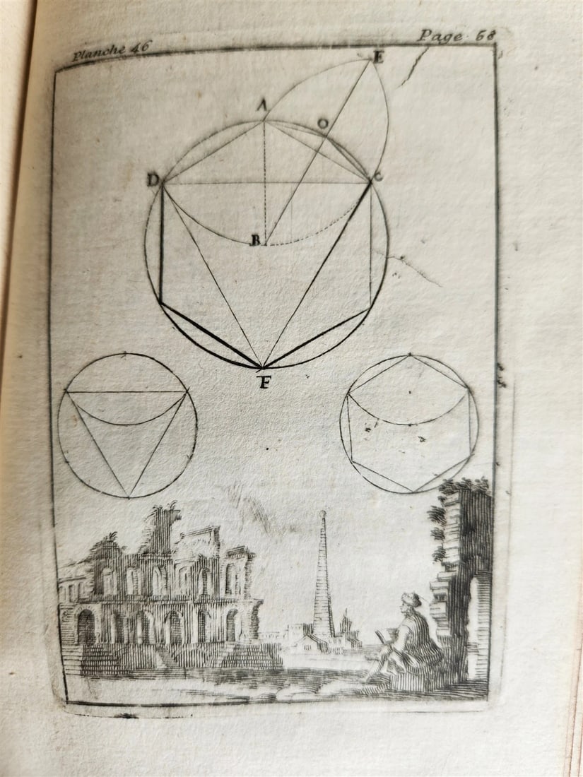1716 GEOMETRY by LE CLERC antique ILLUSTRATED w/ 45 ENGRAVINGS - 12
