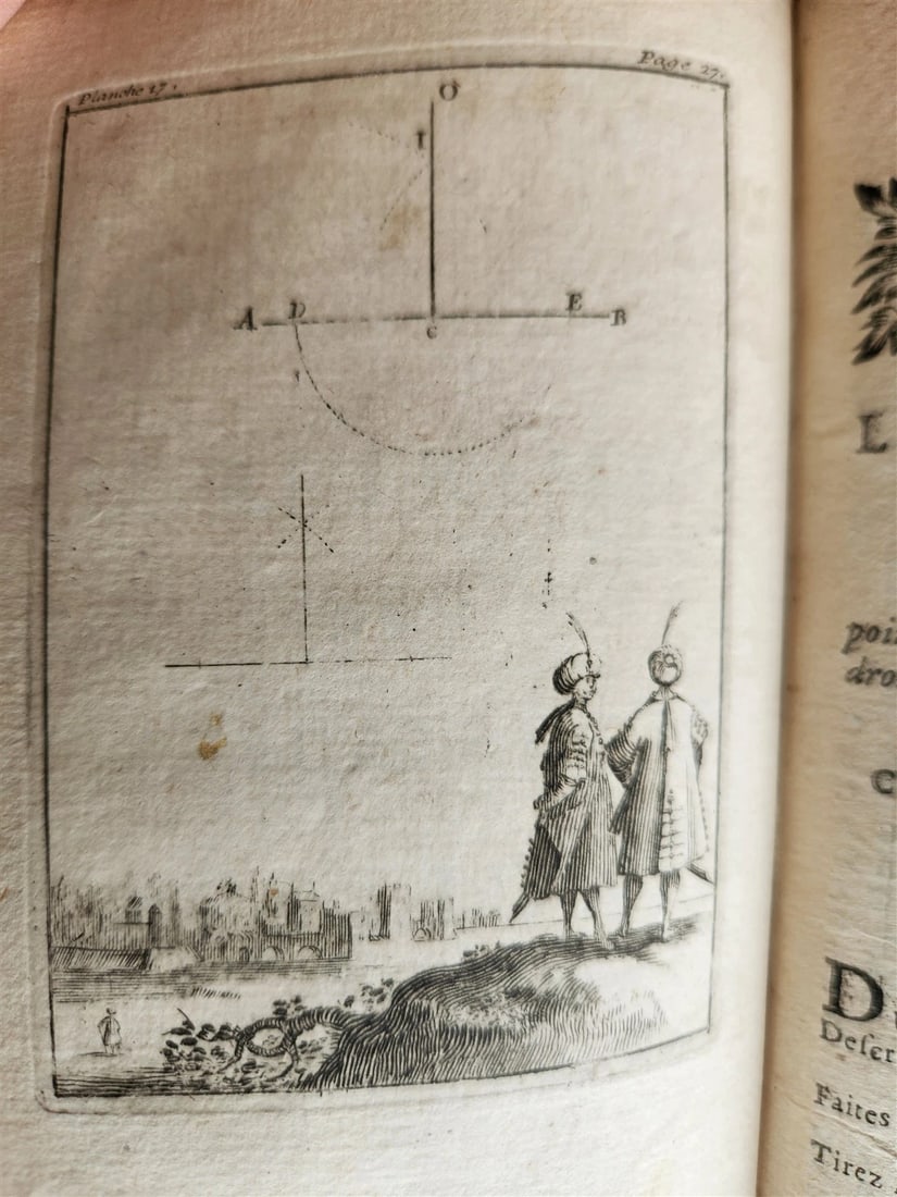 1716 GEOMETRY by LE CLERC antique ILLUSTRATED w/ 45 ENGRAVINGS - 18