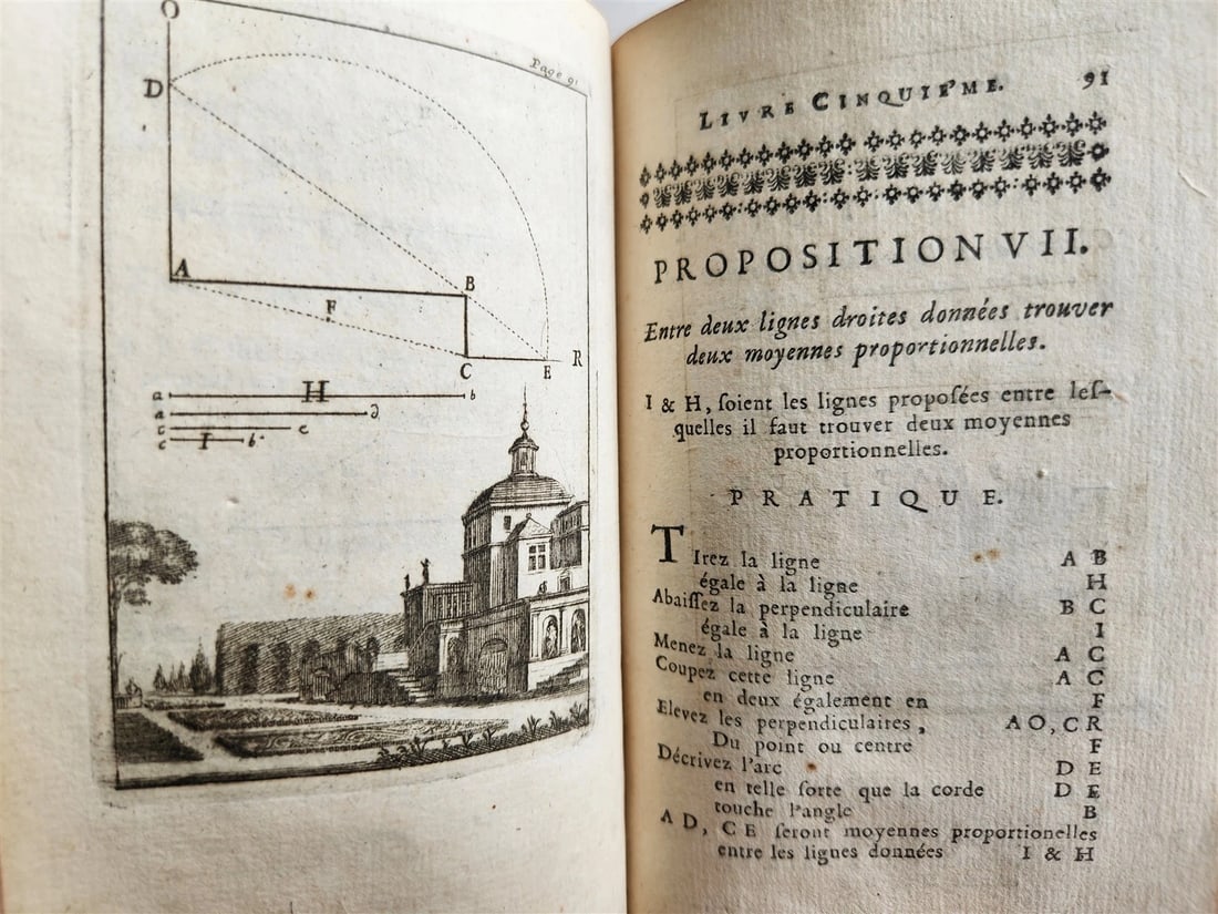 1716 GEOMETRY by LE CLERC antique ILLUSTRATED w/ 45 ENGRAVINGS - 6