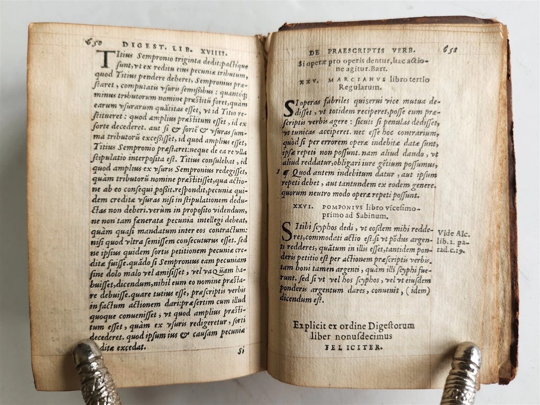 1581 LAW BOOK DIGESTORUM Corpus iuris civilis antique HERALDIC BINDING - 10