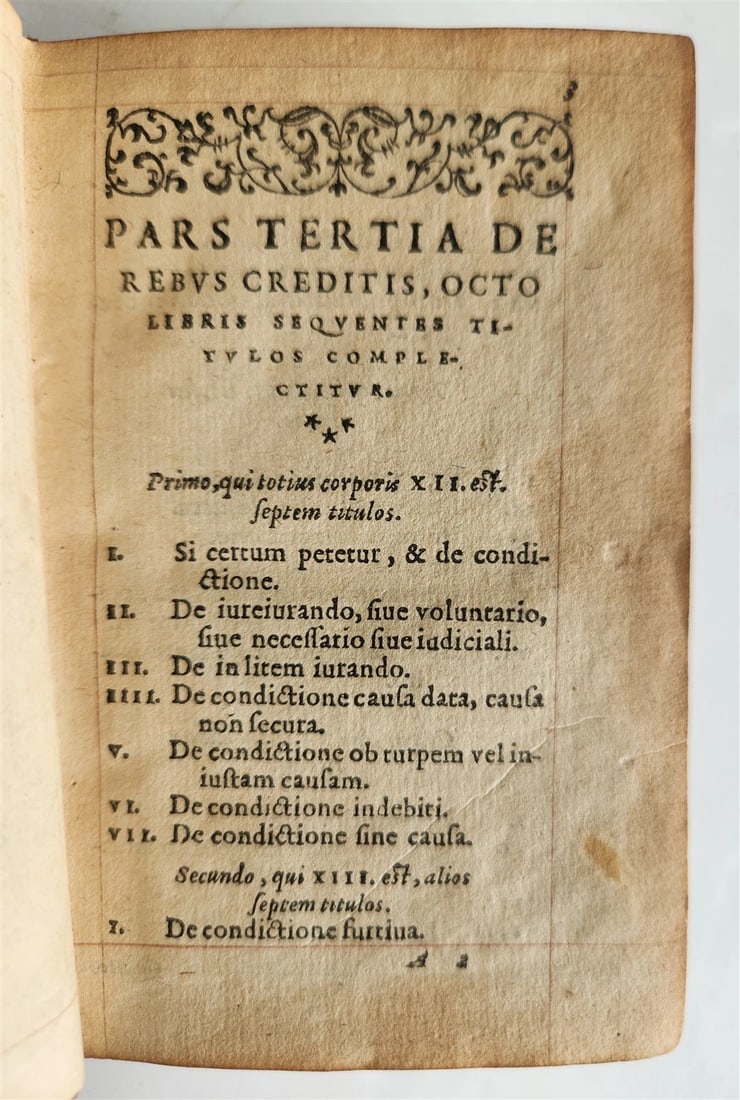 1581 LAW BOOK DIGESTORUM Corpus iuris civilis antique HERALDIC BINDING - 5